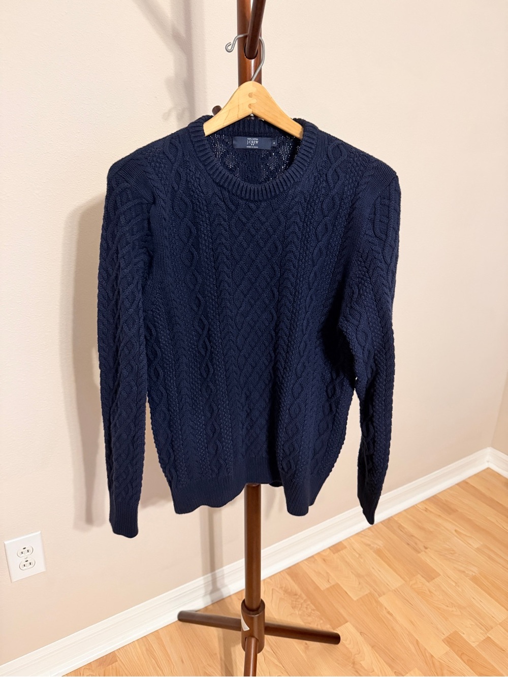 Classic JCrew Navy Cable Knit Crewneck Sweater
